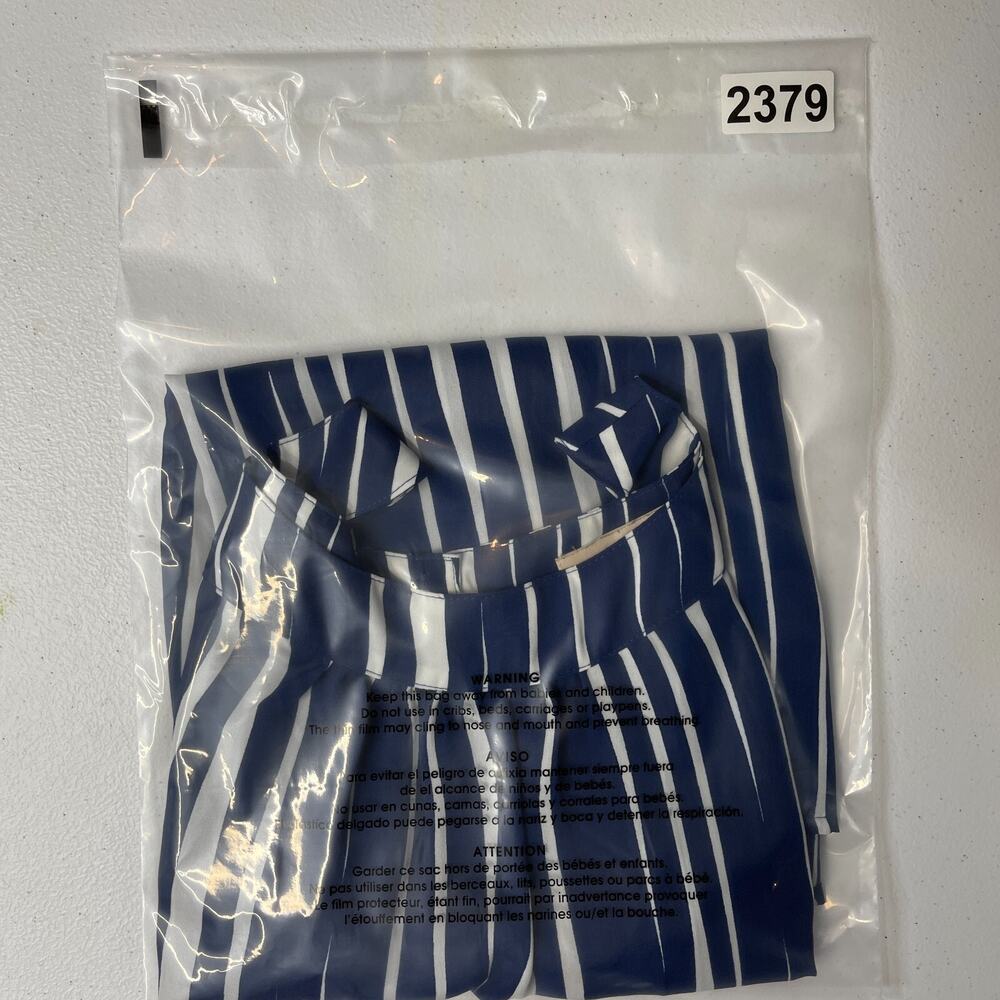 Banana Republic Blouse Top Womens 4 Blue White Striped Sleeveless Keyhole Back - Picture 7 of 7